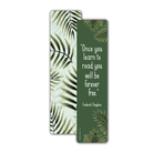 Bookmark with green palm leaves and quote by Frederick Douglass