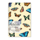 Notebook with colorful butterfly illustrations on a soft yellow background.