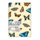Notebook with colorful butterfly illustrations on a soft yellow background.