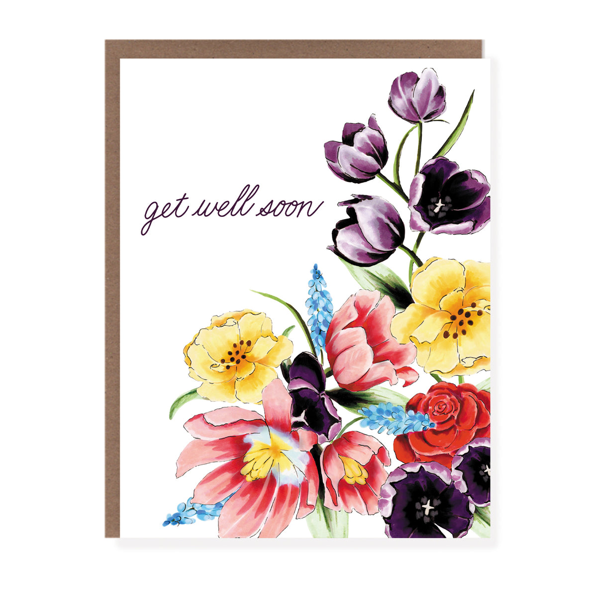 Carte De Vœux 'Get Well Soon' - Illustration Thé Et Fleurs - Gibson - Neuf Sous Cellophane