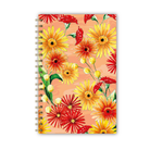 Notebook with yellow, red, and orange daisies and wildflowers.