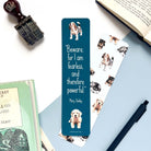 Bookmark with puppies and quote by Mary Shelley