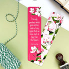 Bookmark with apple blossom flowers and quote by Arthur Conan Doyle