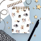 Mini notebook with illustrated puppies, made with plastic-free materials