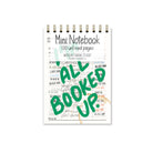 Handmade mini notebook with vintage library card design and green “I’m All Booked Up” lettering