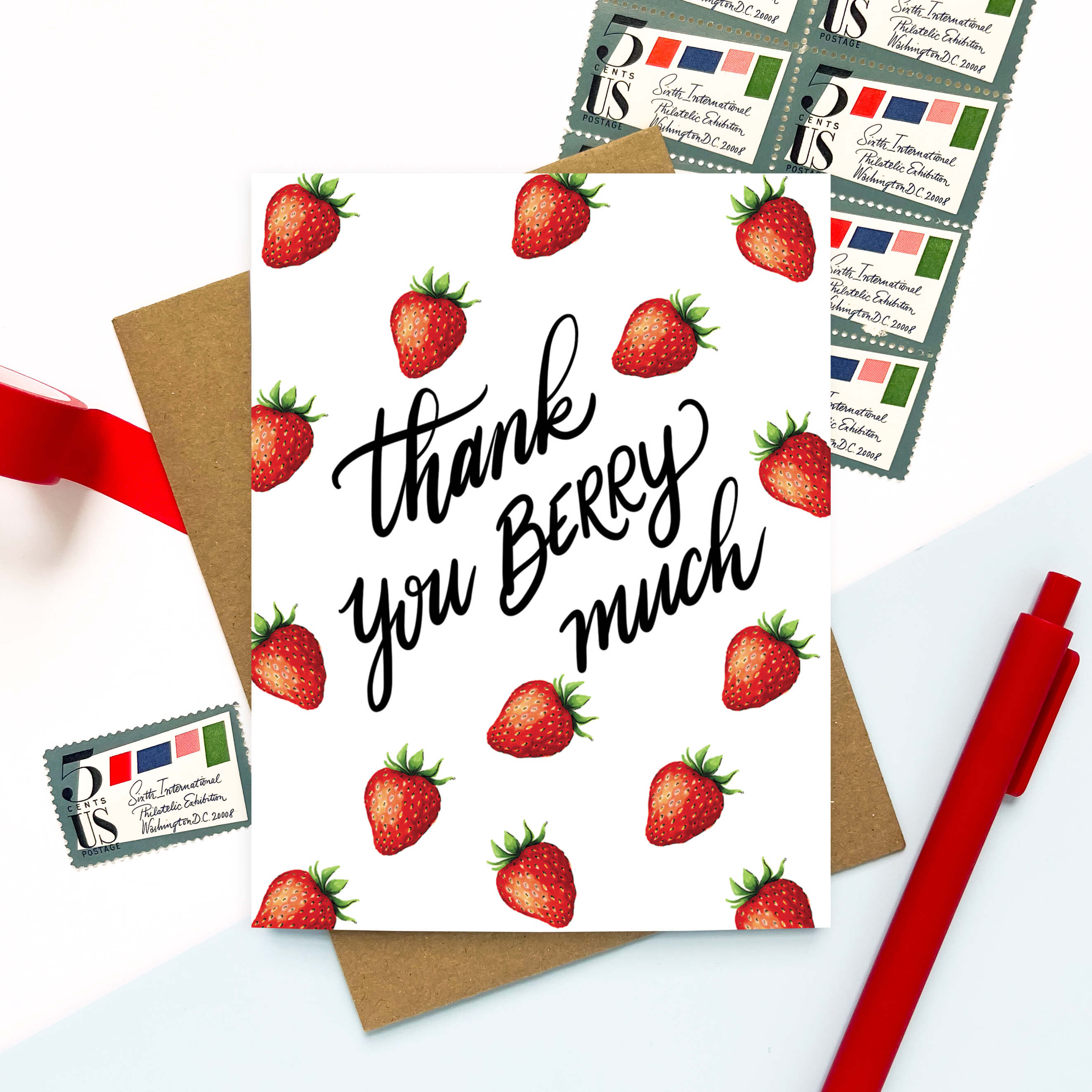 Strawberry Punny Thank You Card – Morgan Swank Studio
